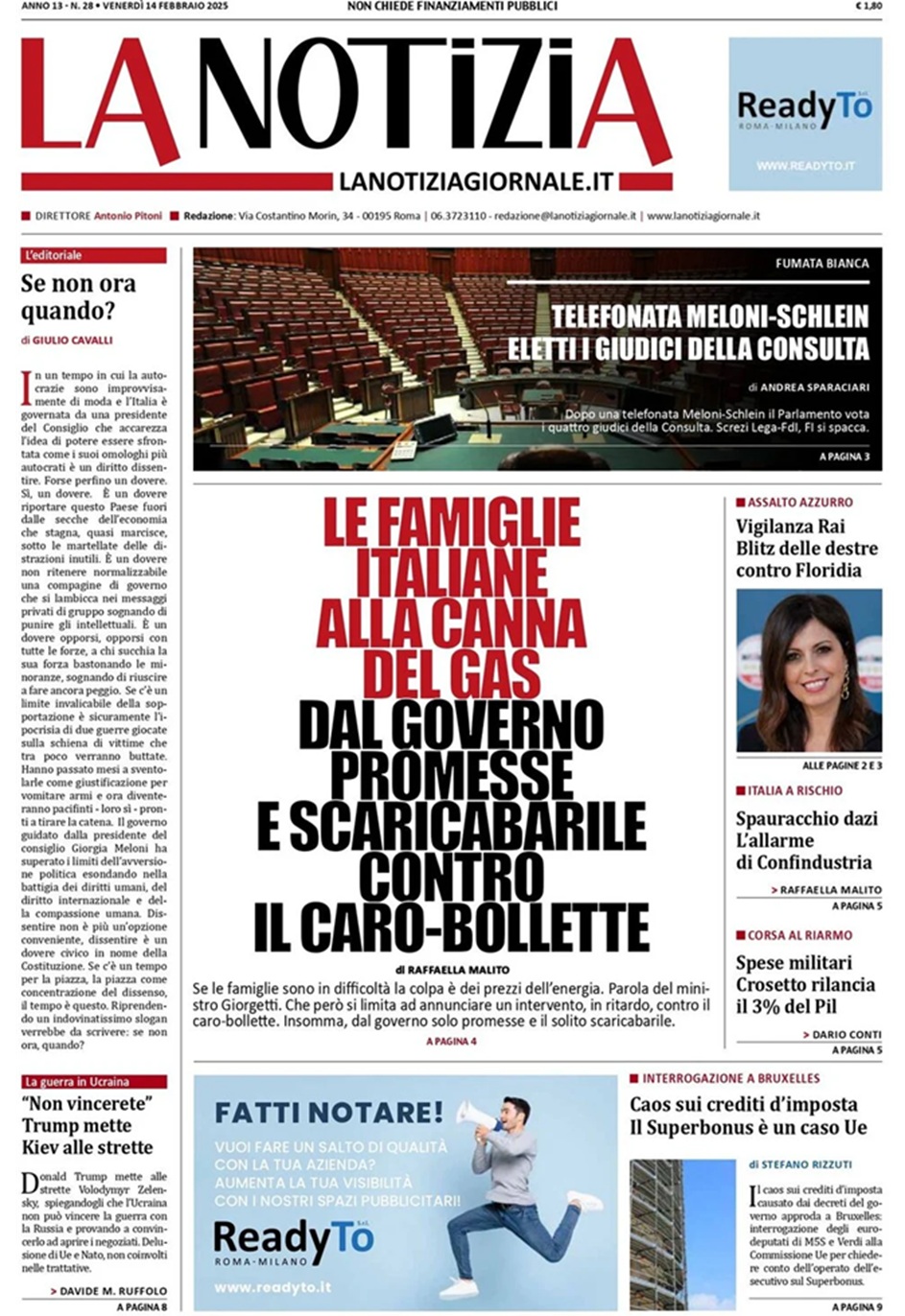 Prima Pagina - La Notizia 14-02-25