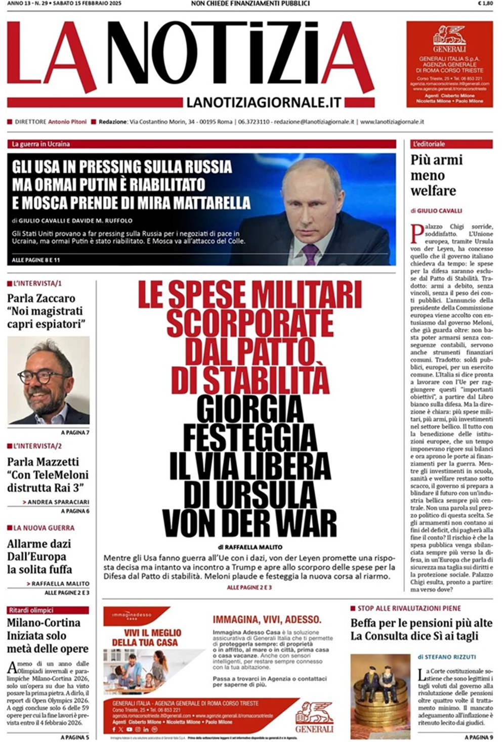 Prima Pagina - La Notizia 15-02-25