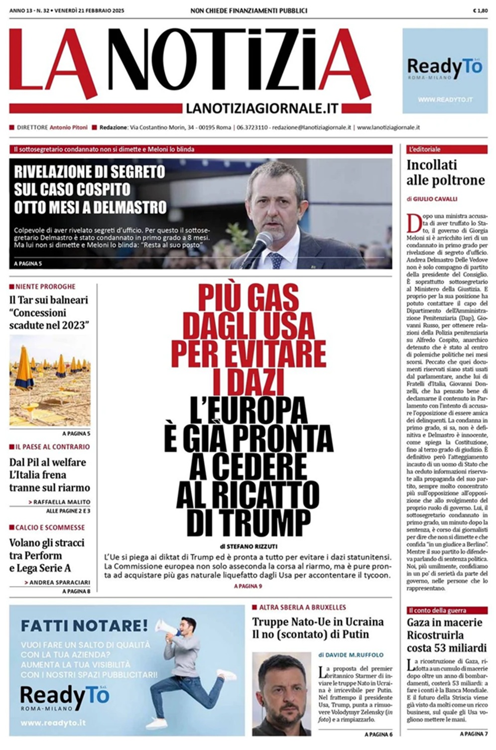 Prima Pagina - La Notizia 21-02-25